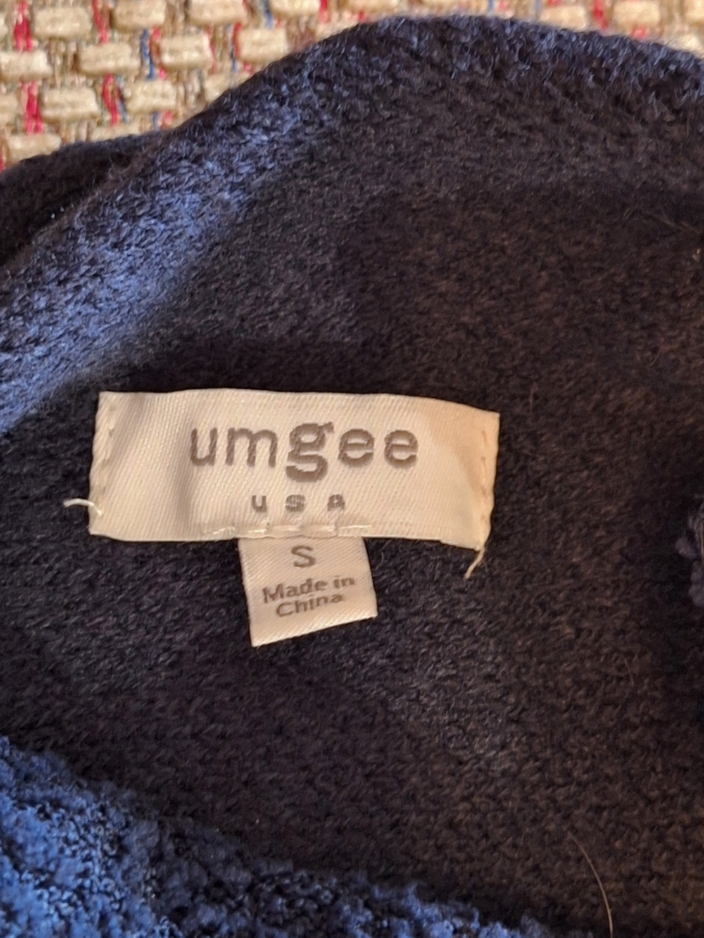 Umgee Navy 3/4 Length Cuffed Sleeve Textured Turtleneck Sweater - Picture 7 of 10